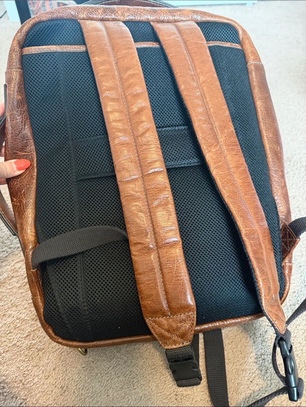 Fossil Buckner Convertible Backpack- Brown Leather Laptop Pocket Strap Included